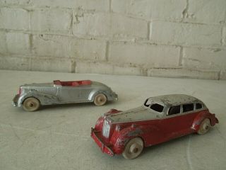 Vintage Red and Gray/ Silver Hubley Kiddie Toy Cars 1 Sedan & 1 Convertible 3
