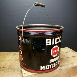 Rare Antique Vintage Sico Motor Oil Can Bucket Pail Penn Penna