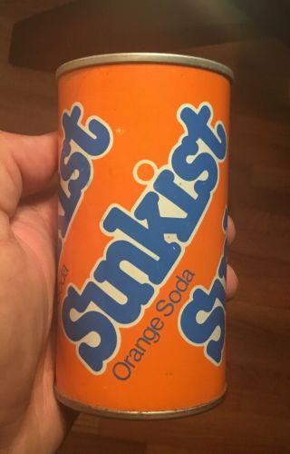 Vintage Sunkist Orange Soda Pop Can Early Steel Tab Top Miami Fl Advertising