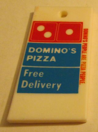 Vintage 1980s Dominos Pizza Advertisement Keychain Sample Rare Collectible 2.  5in