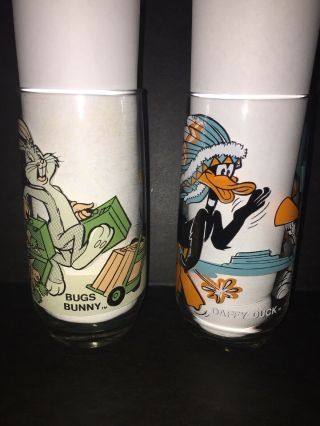 Vintage 1979 Pepsi Looney Tunes Glasses - Daffy Duck Bugs Bunny - Set Of 2