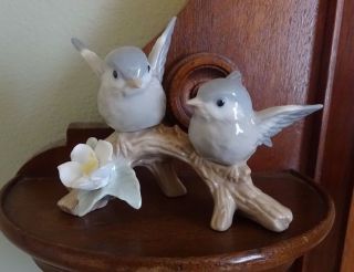 Vintage Otagiri Porcelain Blue/grey & White Birds On Branch Flower Japan