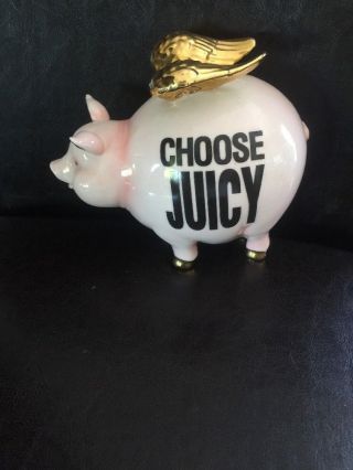 If Pigs Could Fly Choose Juicy Couture Piggy Bank Gold Wings Ceramic 2009