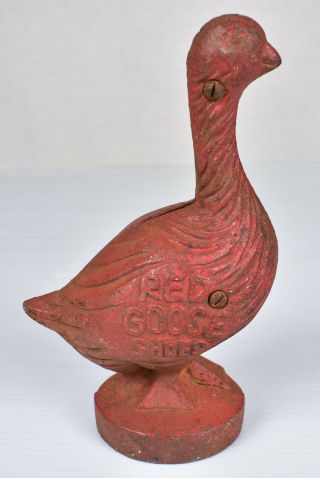 Vintage Cast Iron Red Goose Shoes Coin Still Bank