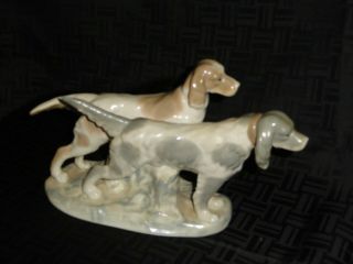 Spanish Algora Hunting Dogs Porcelain Large 10 " Figurine By Rex Valencia