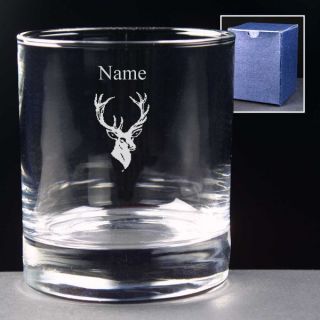 Personalised Stag 10oz Whisky Glass Engraving Gift Whiskey Wedding Gift
