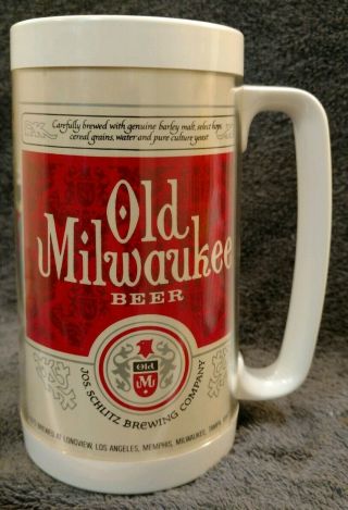 Euc Old Milwaukee Beer Vintage Thermo Serv Insulated Plastic Mug Stein 12 Oz