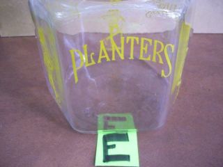 Vtg MR PEANUT PLANTERS GLASS HEXAGONAL JAR CANISTER w/COVER / LID USA Made 5