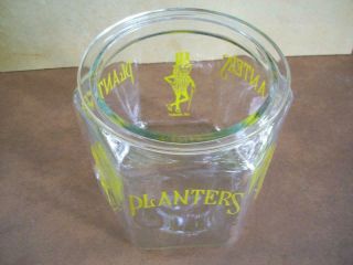 Vtg MR PEANUT PLANTERS GLASS HEXAGONAL JAR CANISTER w/COVER / LID USA Made 6