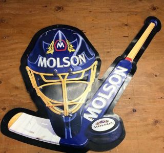 Rare Molson Beer Hockey Goalie Mask Promo Sign Vintage 90s 27x37