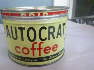Vintage Autocrat Coffee 1 Lb Keywind Tin Can Right Lid Providence Ri