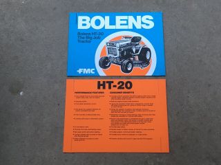 2 Bolens Fmc Ht 20 Tractor Sign Cardboard Store Display Vintage Mower