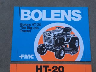 2 Bolens FMC HT 20 Tractor Sign Cardboard Store Display Vintage Mower 2