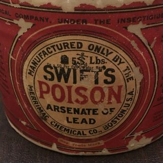 Antique SWIFTS ARSENATE OF LEAD Stoneware Poison Crock MERRIMAC Chem BOSTON 5 LB 6