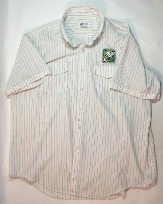 Vintage 7 - Up 7up Riverside Uniform Shirt Red Green Striped Short Sleeve Usa Made