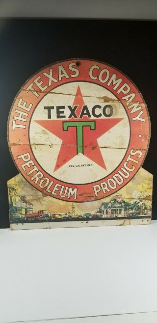 Rare The Texas Co Vintage Texaco Petroleum Products Cardboard Hanging Sign 13.  5 "