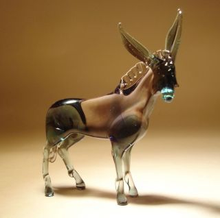 Blown Glass Figurine Art Farm Animal Donkey Mule