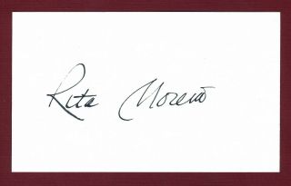 Rita Moreno Actress,  Dancer West Side Story Signed 3x5 Index Card C15052