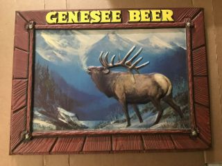 Vintage Genesee Beer Lighted Shadow Box Insert Elk Sherm Pehrson 73