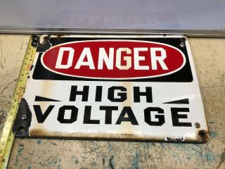 Vintage DANGER HIGH VOLTAGE Porcelain Metal Sign 7 