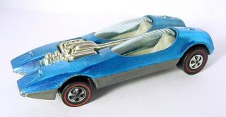 1968 Mattel Hot Wheels Redline Splittin Image Blue W White Interior Us