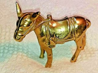 Vintage Antique Cast Brass Donkey Mule Penny Coin Bank Toy Rare