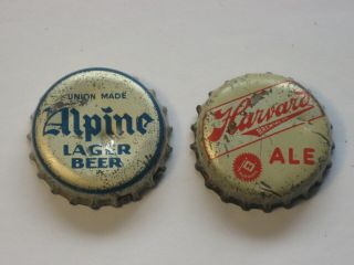 Old Crown / Cork Bottle Caps Alpine Beer / Harvard Ale
