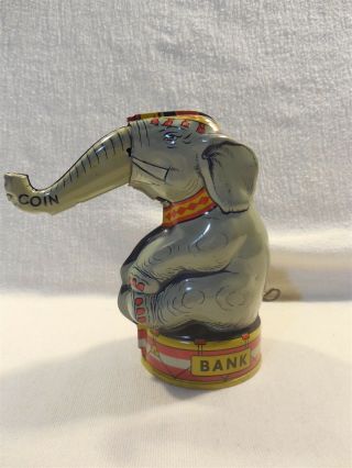 Vintage J Chein Tin Lithographed Circus Elephant Bank