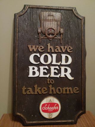 Vintage Schaefer Beer Plastic Sign We Have Cold Beer To Take Home Car