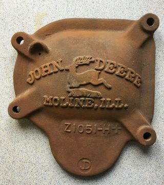 Vintage John Deere Cast Iron Cover - Farm Tractor Implement Metal Sign Decor