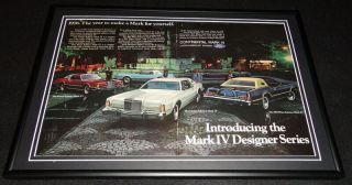 1976 Ford Bill Blass Mark Iv Series Framed 12x18 Advertisement