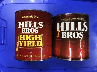 Vintage Hills Bros Metal Coffee Cans,  Large Without Lids 2