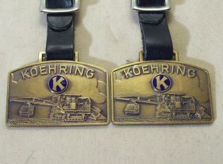 Vintage Koehring Factory Registered Operator 2 Dragline Advertising Watch Fobs