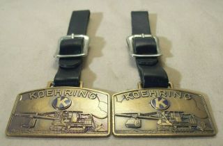 vintage KOEHRING FACTORY REGISTERED OPERATOR 2 DRAGLINE ADVERTISING WATCH FOBS 3