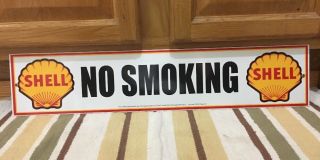 No Smoking Shell Gas Station Metal Sign Vintage Style Car Truck Oil Pump 2