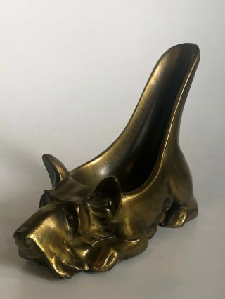 Antique Vintage Bronze Brass Scottish Dog Terrier Figure Pipe Rest Holder