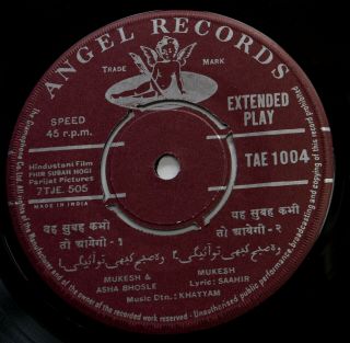 TAE 1004 Indian - PHIR SUBAH HOGI OST EP - KHAYYAM MUKESH - ANGEL BOLLYWOOD 2