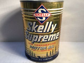 Vintage Skelly Oil Can Quart NOS Gas Rare Handy Sign Sunoco Texaco Mobil Shell 4 3