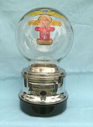 Counter Top Two For 1 Cent Glass Globe Ford Chicklet Machine Lions Club