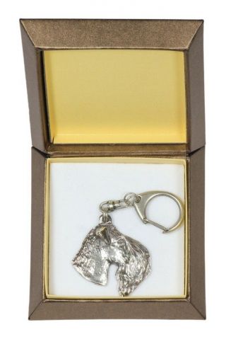 Kerry Blue Terrier Keychain In A Box,  Silver Plated Key Ring Usa 2768