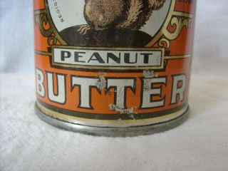 SQUIRREL BRAND PEANUT BUTTER ADVERTISING TIN CAN 13 OZ.  SIZE 2