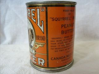 SQUIRREL BRAND PEANUT BUTTER ADVERTISING TIN CAN 13 OZ.  SIZE 3