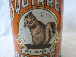 SQUIRREL BRAND PEANUT BUTTER ADVERTISING TIN CAN 13 OZ.  SIZE 8