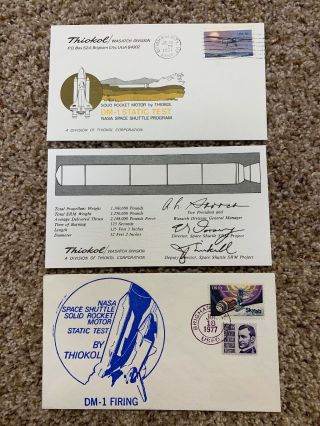 Thiokol Dm - 1 Static Test First Day Stamp Covers (2) Nasa Rare Space Shuttle