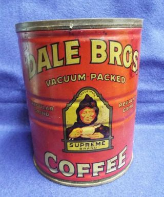 Vintage Dale Bros.  Large Coffee Tin - Fresno Calif.