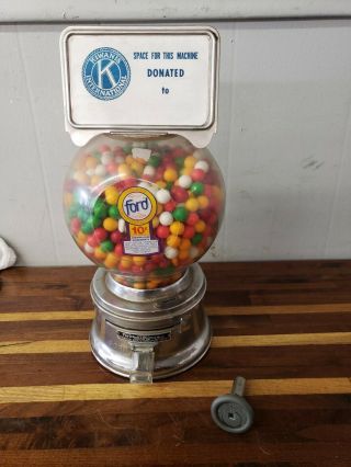 Vintage Ford 10 Cent Gumball Candy Machine Plastic Globe no key have lock 2