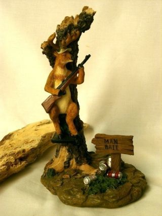 Comical Deer Hunter Man Bait Figurine Stone Resin Home Decor