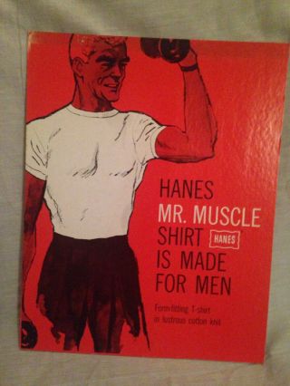 Hanes Underwear Vintage Cardboard Store Display 14 " X 11 " Mr Muscle Shirt