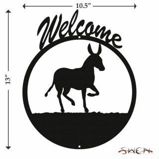 Swen Products Donkey Mule Burro Black Metal Welcome Sign