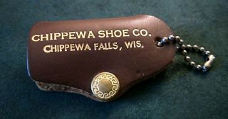 Vintage Chippewa Shoe Company Advertisment Leather Key Fob